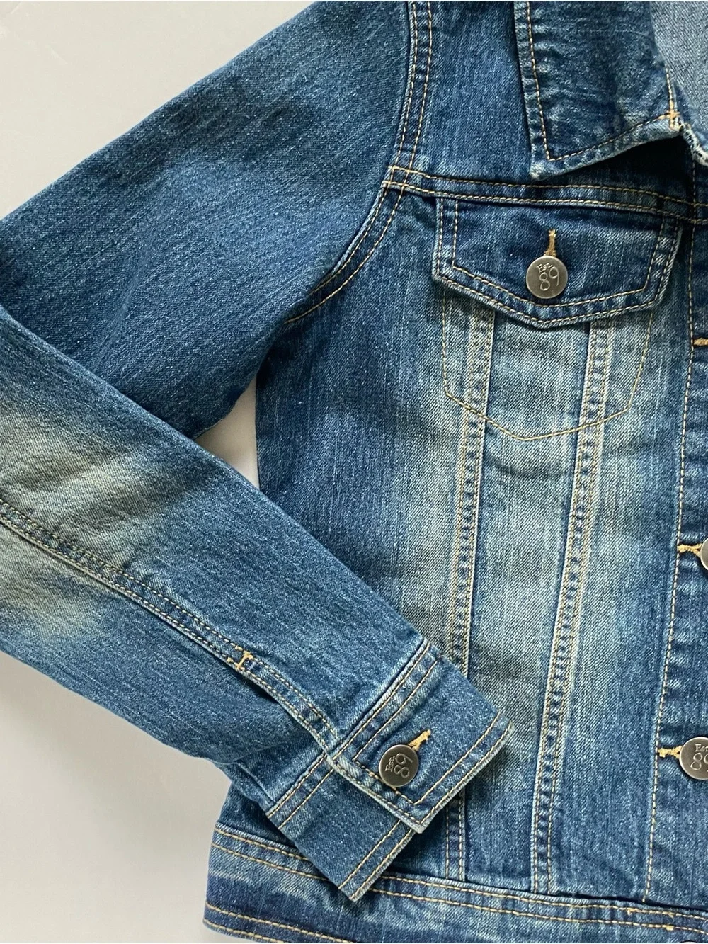 Jean Jacket Size 14 XL Girls Blue Denim Coat Pockets Size Distressed Look Jeans